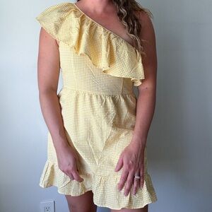 Altar’d State Gingham One-Shoulder Dress